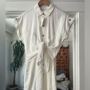 NWT Maeve Anthropologie White Button Wrap dress